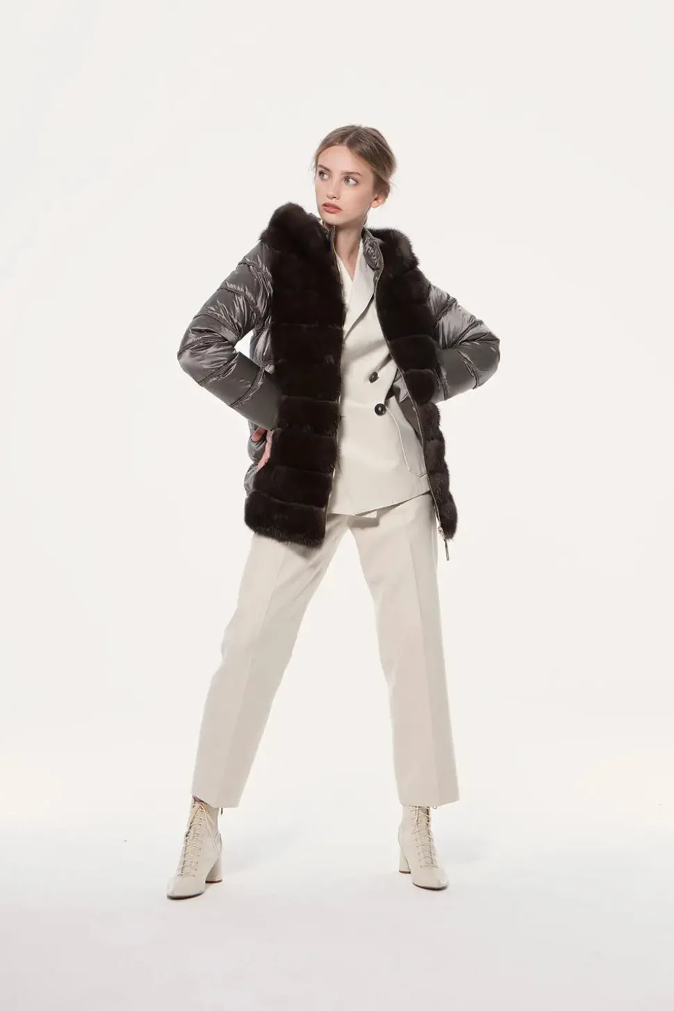 Sable down jacket with hood