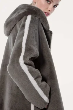 Shearling hooded coat
