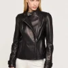 Short black leather jacket