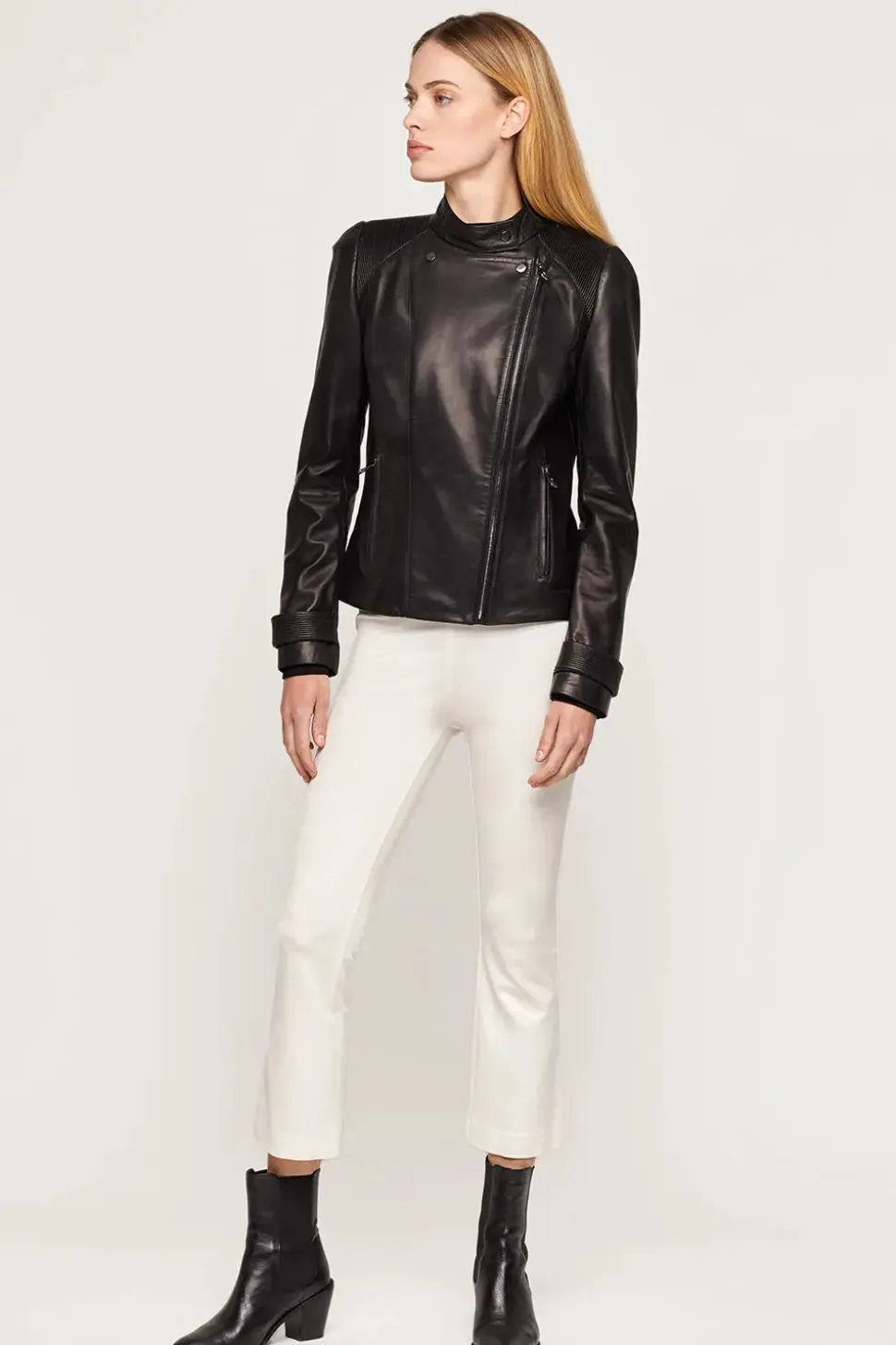 Short black leather jacket