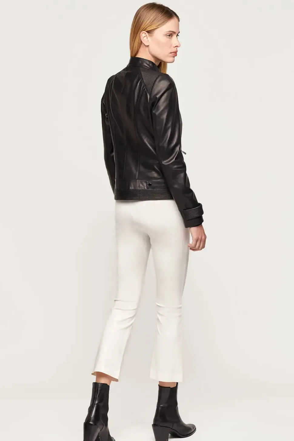 Short black leather jacket