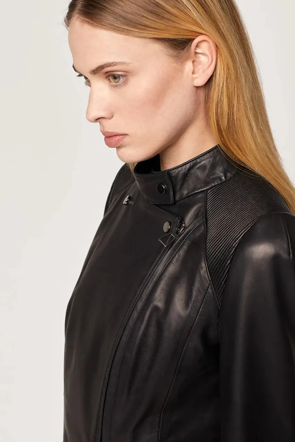 Short black leather jacket