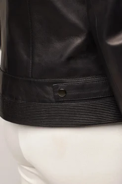 Short black leather jacket