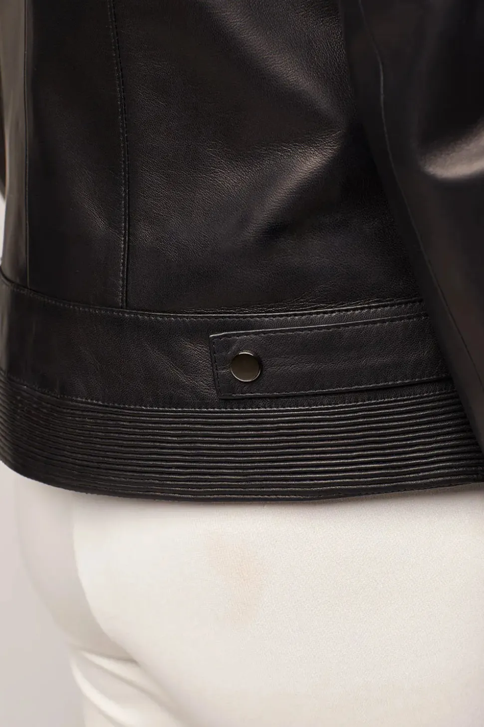 Short black leather jacket
