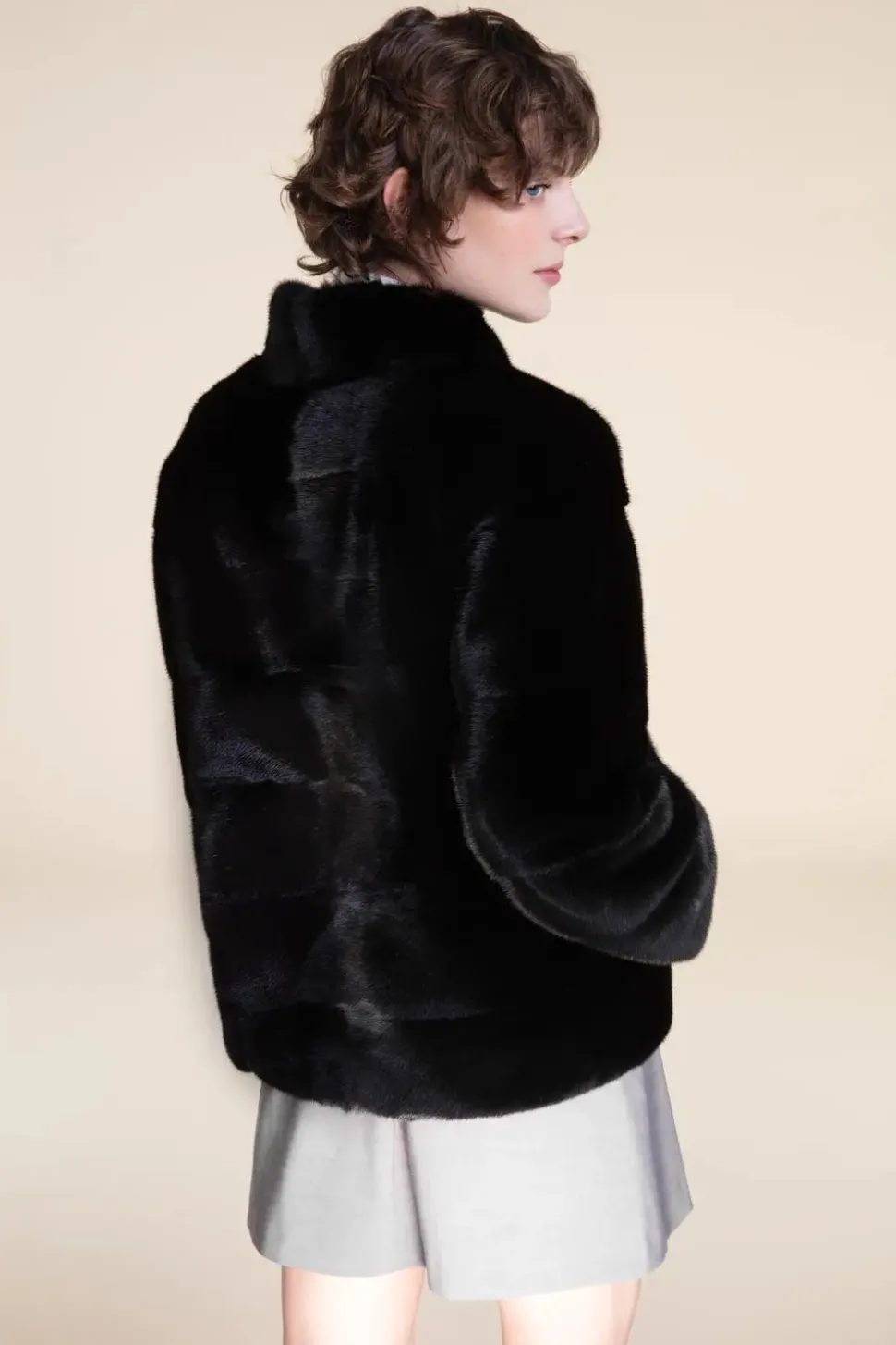 Short black mink jacket