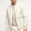 White bomber jacket for men