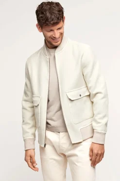 White bomber jacket for men