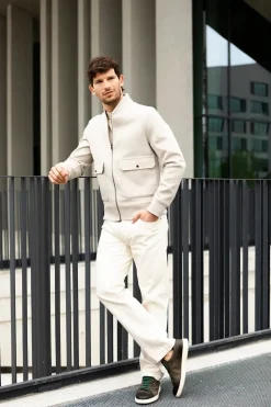 White bomber jacket for men