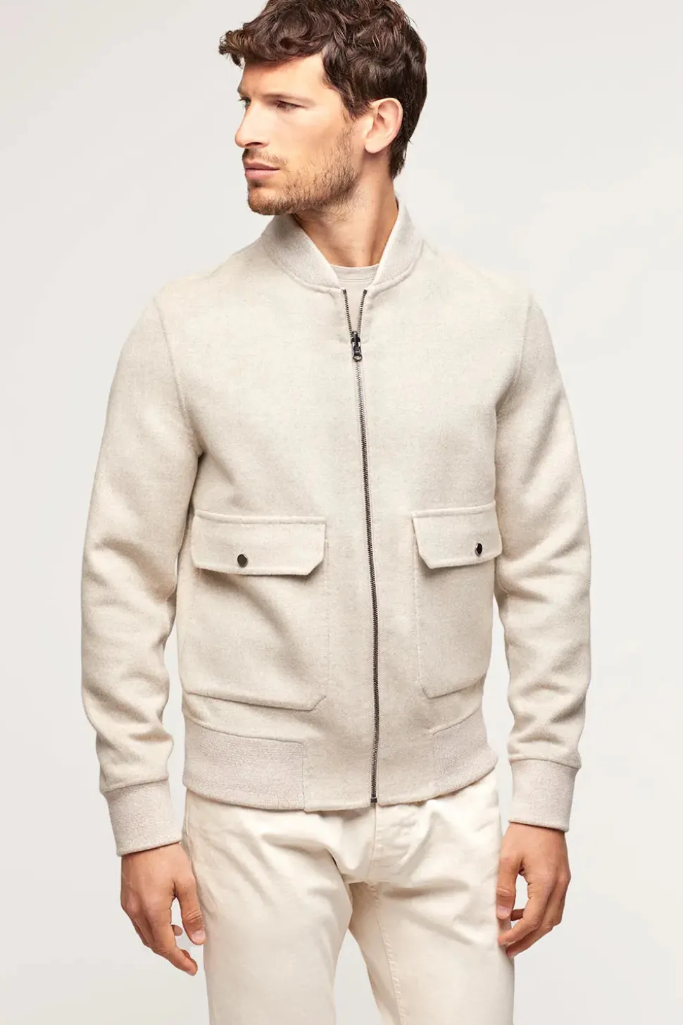 White bomber jacket for men
