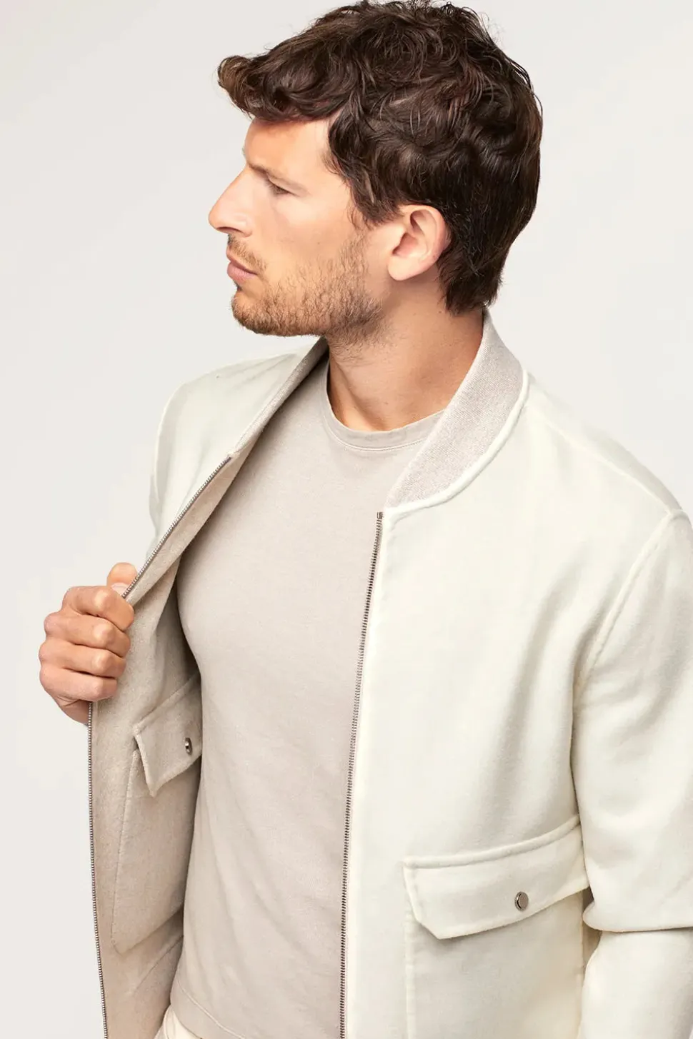 White bomber jacket for men