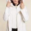 White parka with fur hood