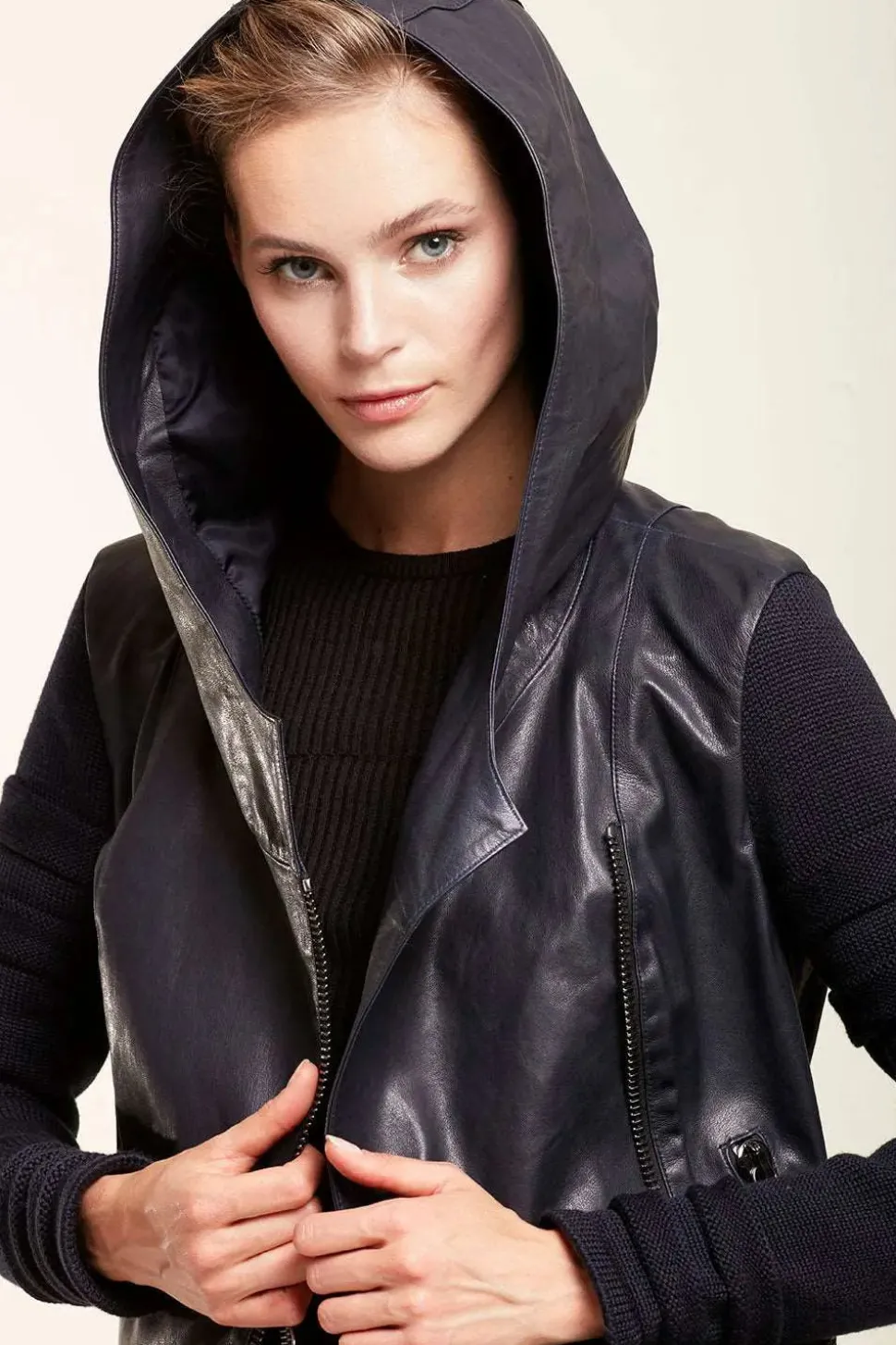 Womens blue leather jacket