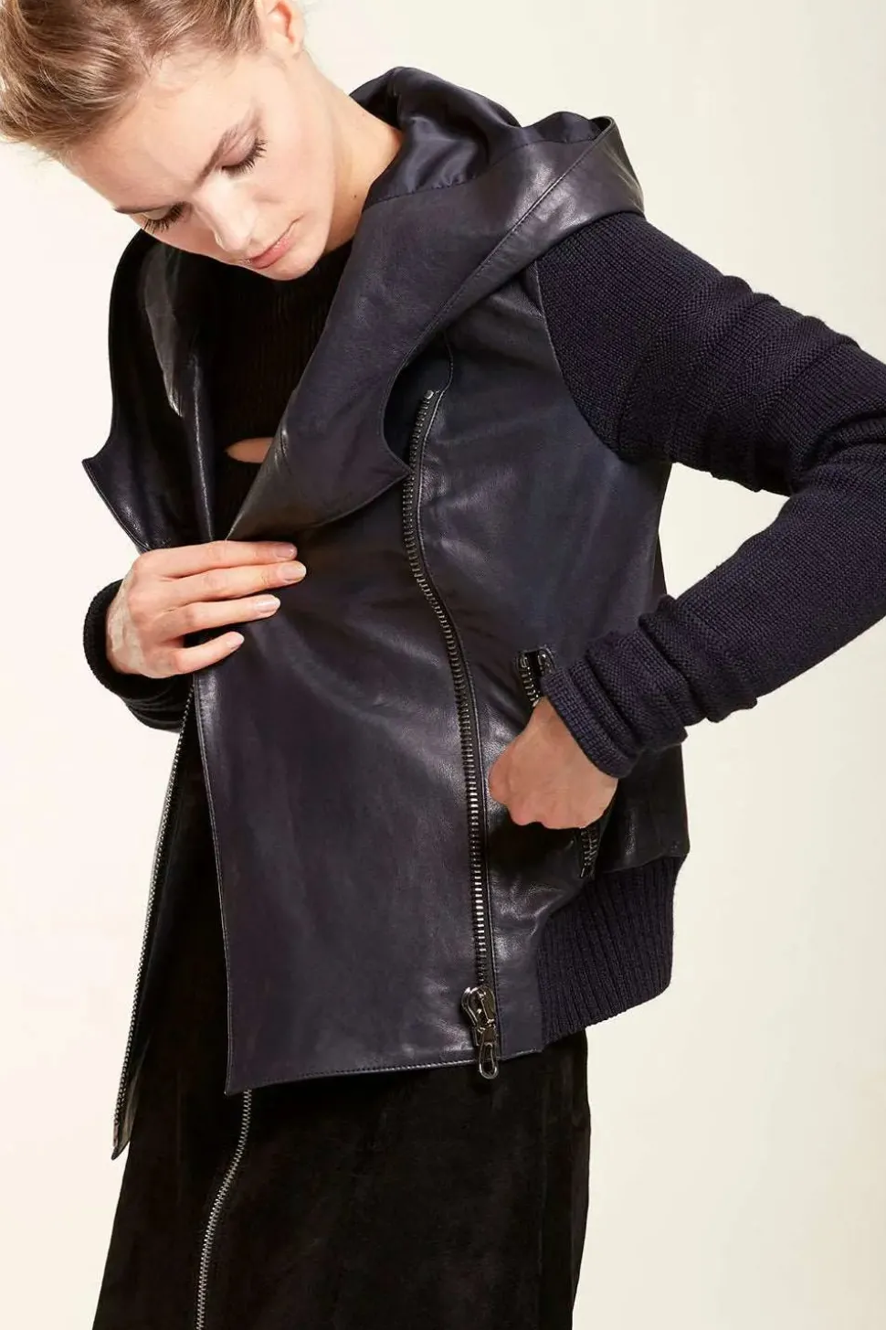 Womens blue leather jacket