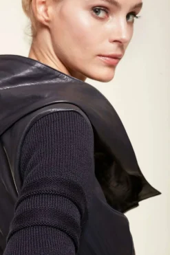 Womens blue leather jacket