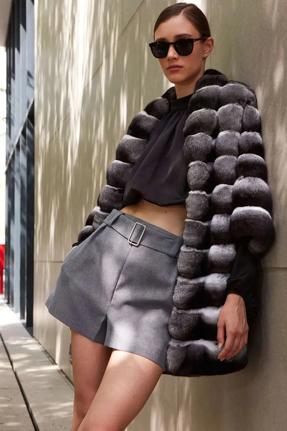 Women's chinchilla fur coat
