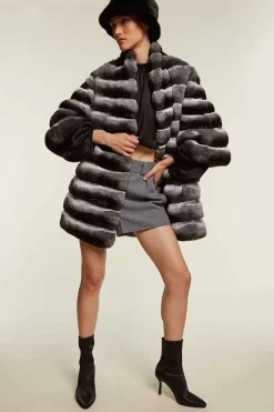 Women's chinchilla fur coat