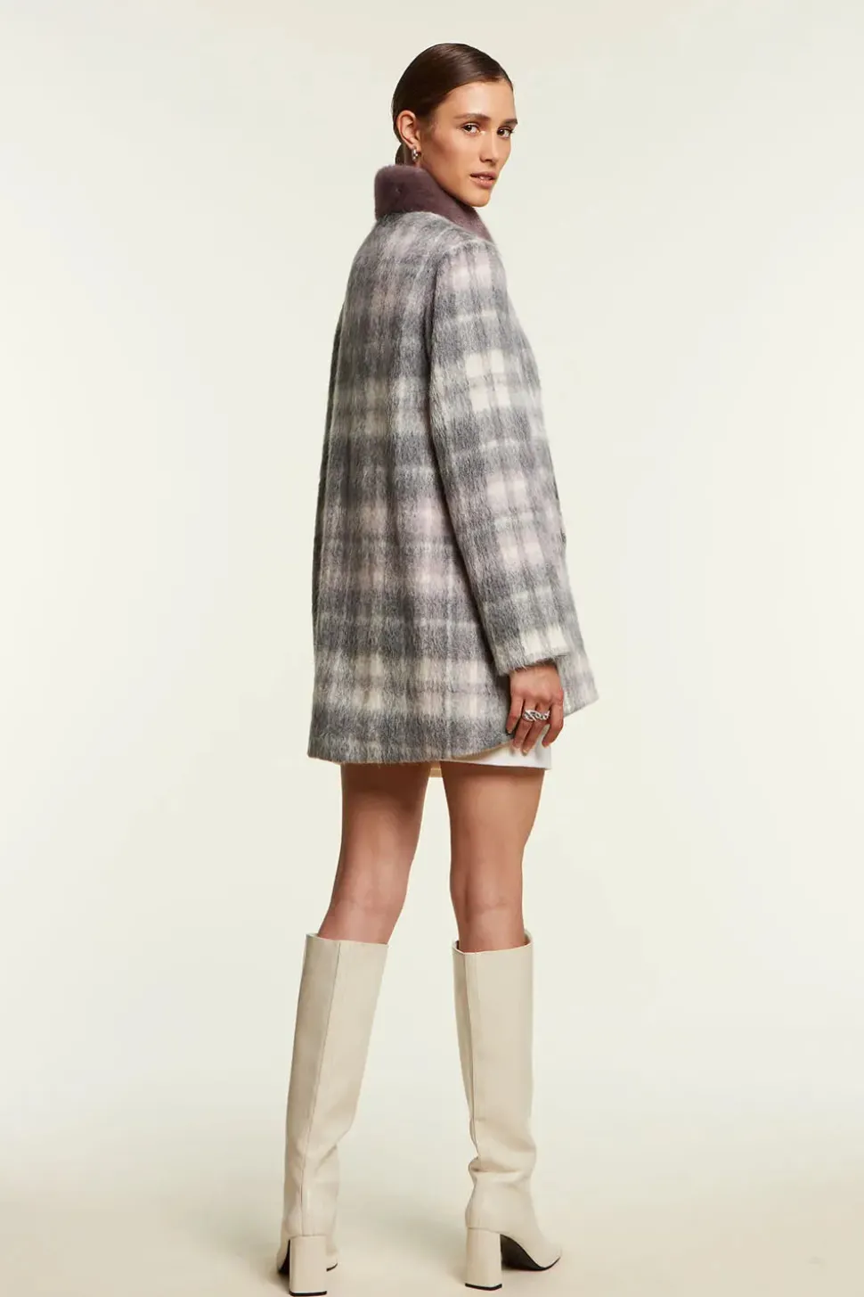 Womens jacket with mink fur collar