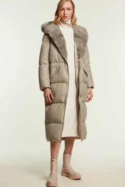 Womens puffer coat with mink fur hood