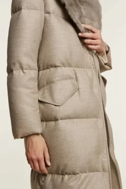 Womens puffer coat with mink fur hood
