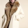 Wool coat with fur