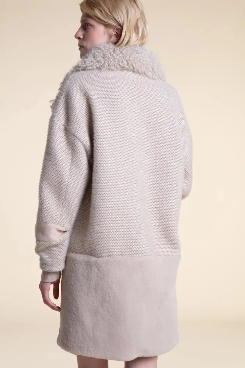 Wool coat with shearling collar