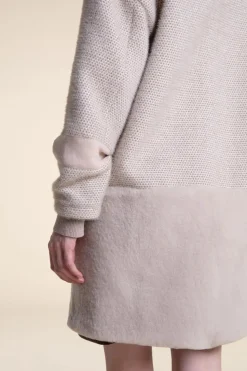 Wool coat with shearling collar