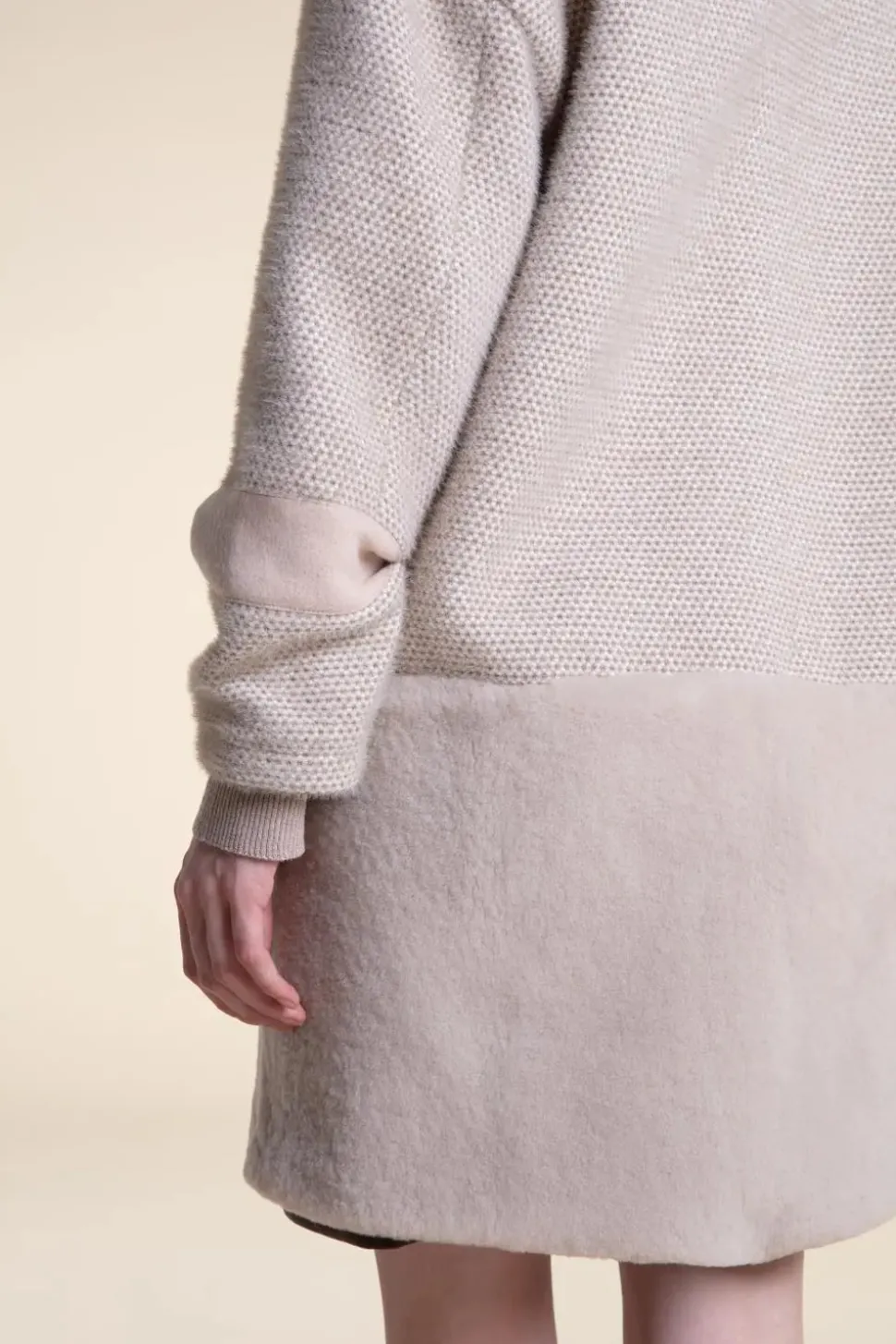 Wool coat with shearling collar