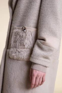 Wool coat with shearling collar