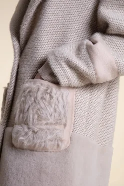Wool coat with shearling collar